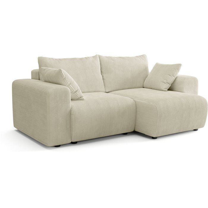 Omkeerbare hoekbank - 4-zits - BOGOTA - Crèmekleurige stof - 227 x 138 x 86 cm