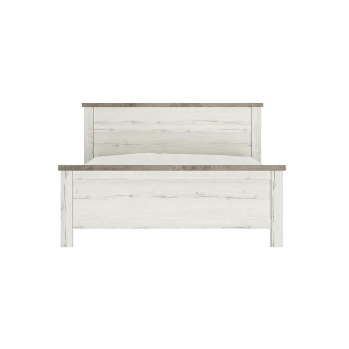 Cama para adultos de 180 x 200 cm - GAMI - CHAMONIX - Madera - Blanco roto