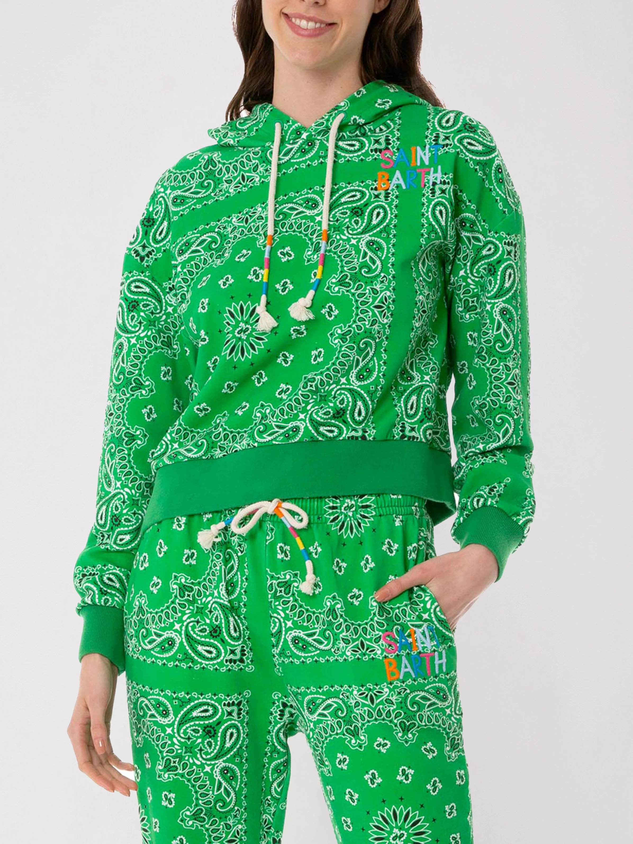 Sweat-shirt en coton à imprimé bandana