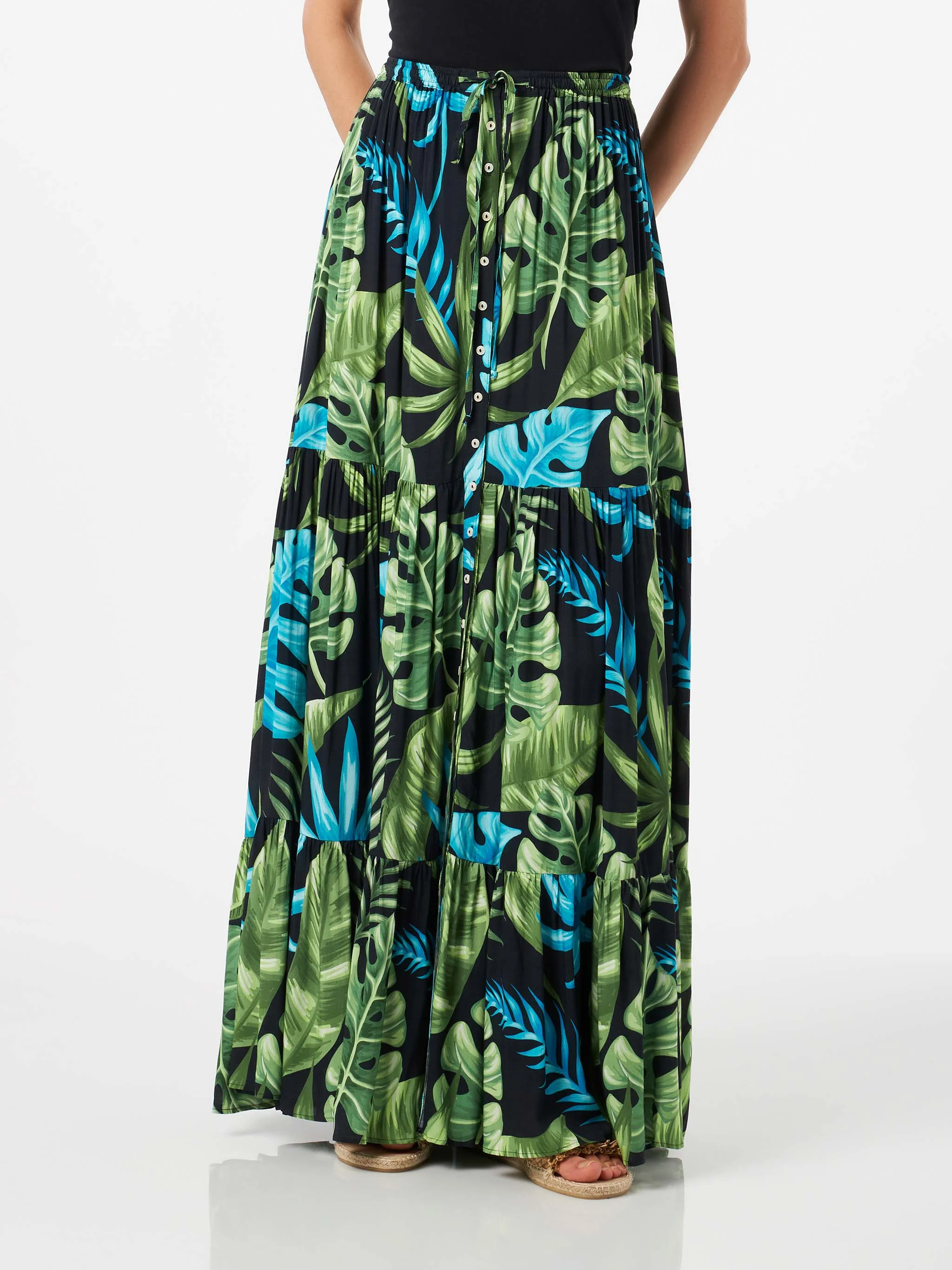 Jupe longue pour femme à imprimé tropical