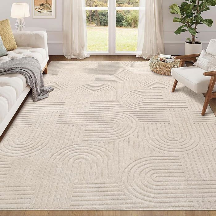 Living Room Rug 160x230cm 3D Effect Non-Slip Living Room Rug Machine Washable Chic Bedroom Rug for Living Room, Bedroom, Office