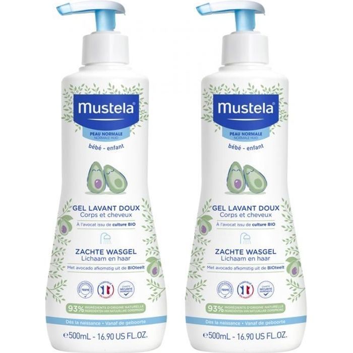 Mustela Bio-Reinigungsgel für Babys, sanft für Körper und Haar, 2 x 500 ml