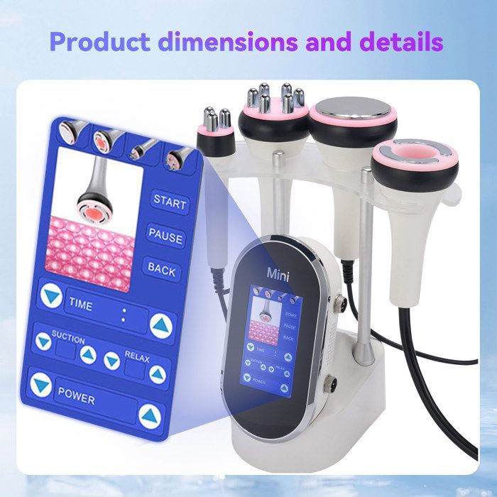 4-in-1 schoonheidsapparaat – 5 MHz radiofrequentie, 40 kHz ultrageluid, EMS, zuignap – anti-aging, lichaamsvorming
