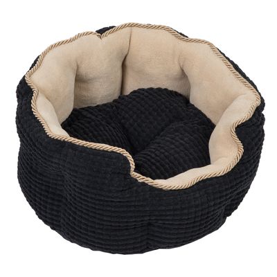 Cozy Kingdom knuffelbed - Zwart/beige