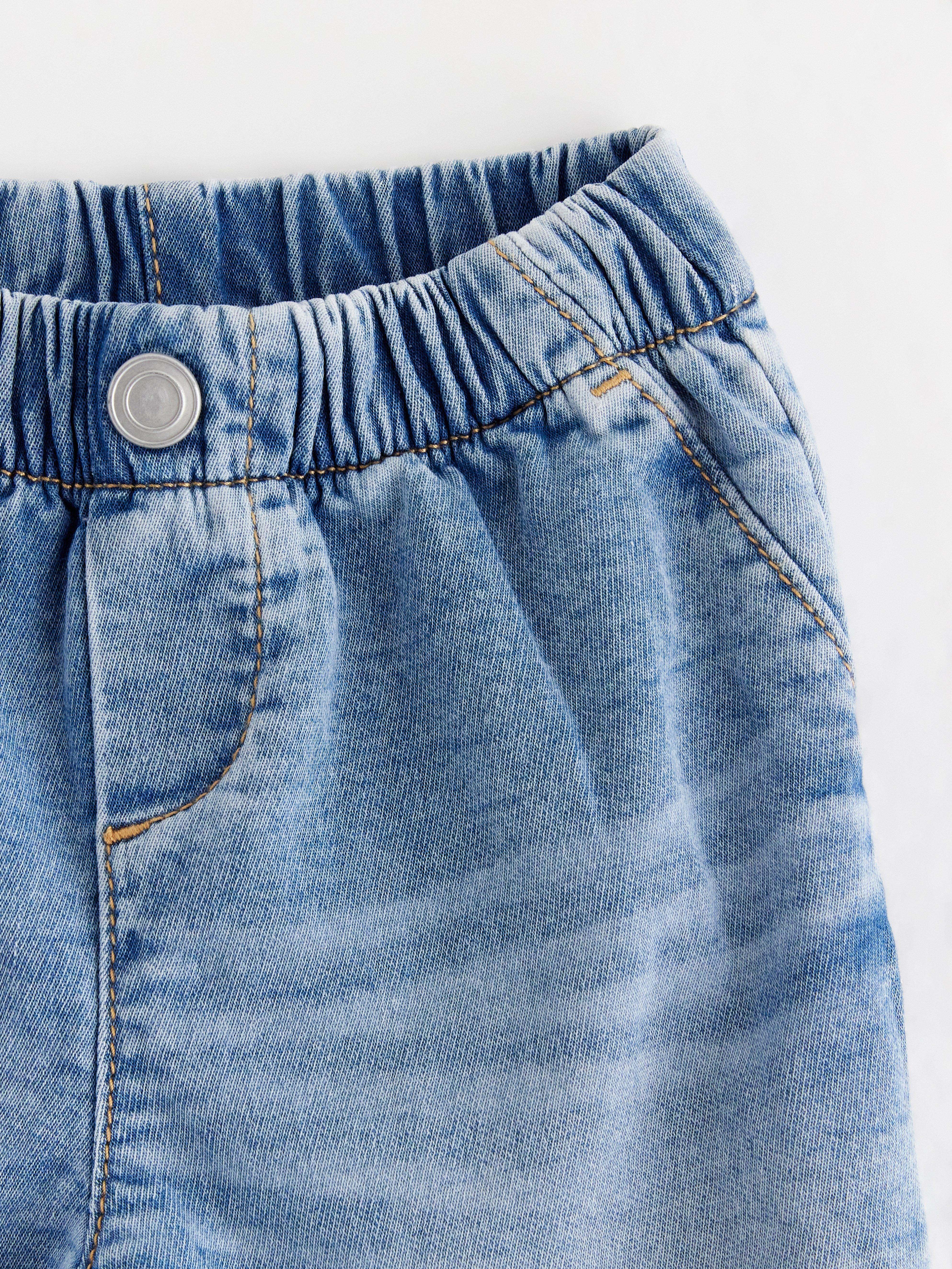 Strikkede jeans Denimblå
