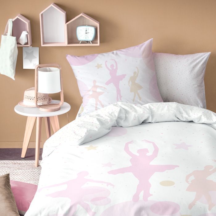 Parure de lit enfant 100% coton - MATT & ROSE - OPÉRA - Blanc - 140x200+63x63cm