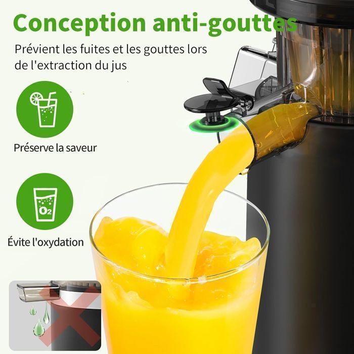 Fruit and Vegetable Juicer - Wide Mouth 80mm BPA Free - 96.5% Juice Yield - Grey