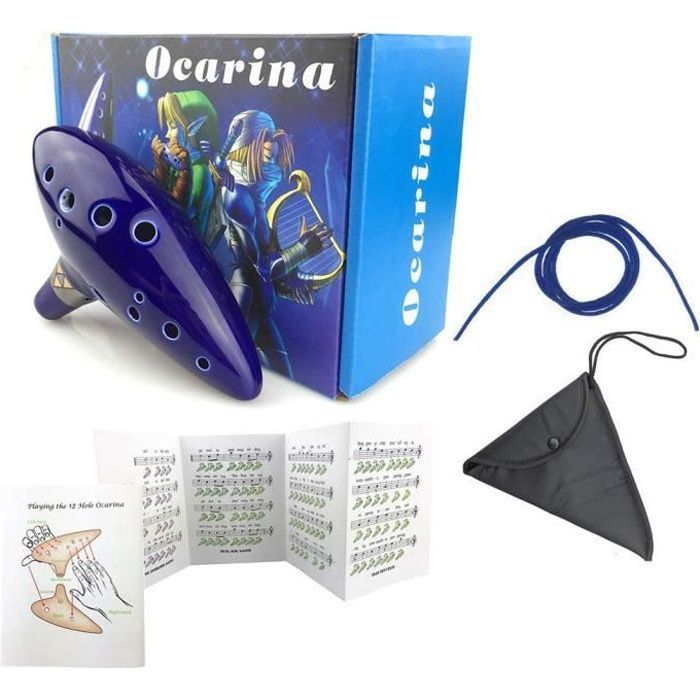 Ocarina - Leyenda de Zelda - Trifuerza - 12 agujeros - Cerámica - Instrumento musical