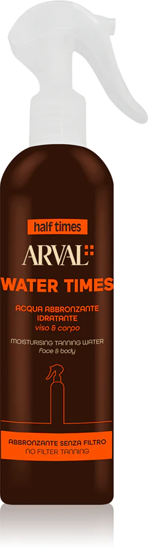 Arval Half Times Moisturising Tanning Water is een verfrissende spray om je bruine teint langer te behouden.