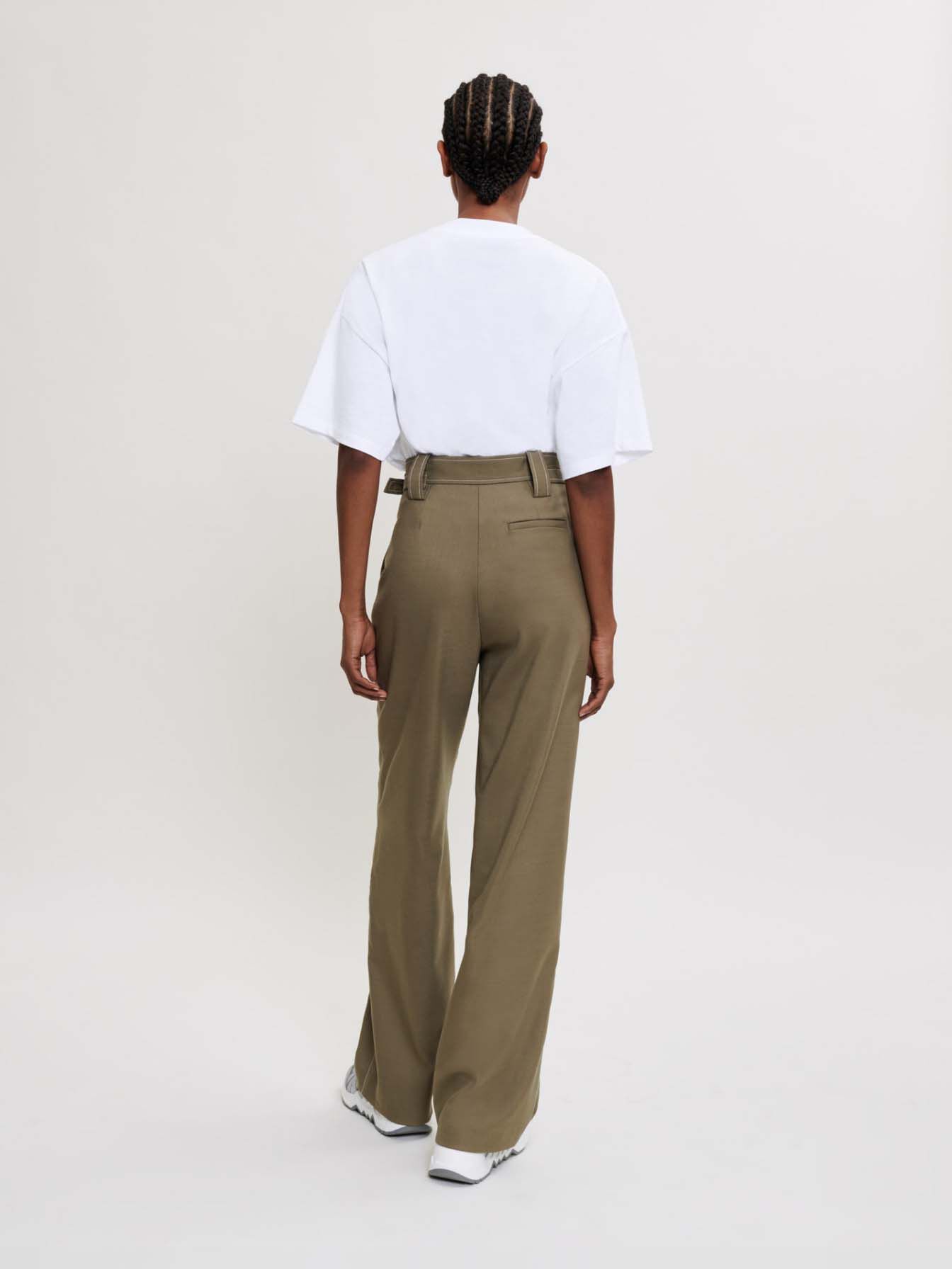 Pantaloni de costum cu talie înaltă - Kaki