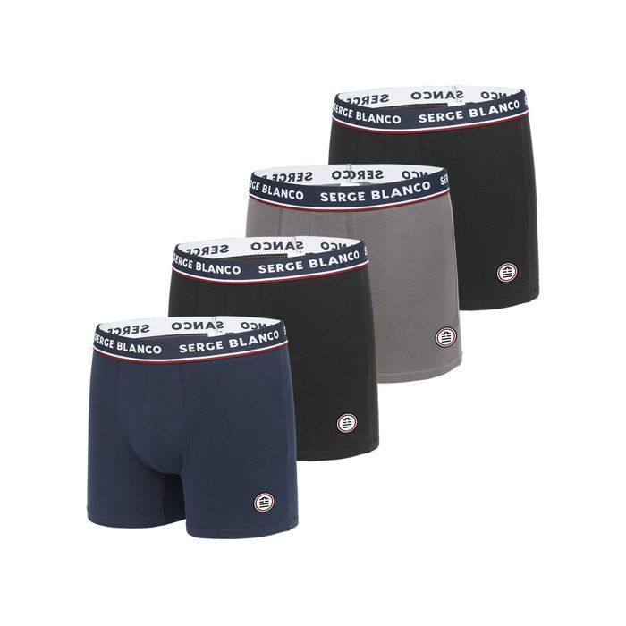 Serge Blanco Men's Boxer Shorts - Black (Pack of 4)