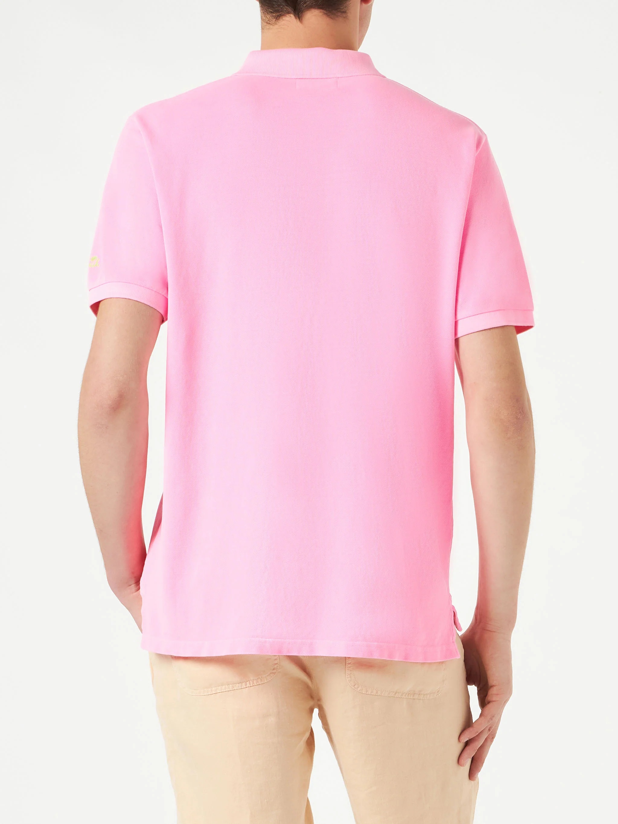 Roze piqué poloshirt met St. Barth-logo en vintage-effect.