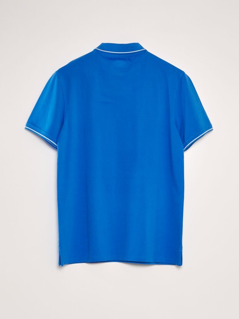 Poloshirt van katoenpiqué - BLAUW