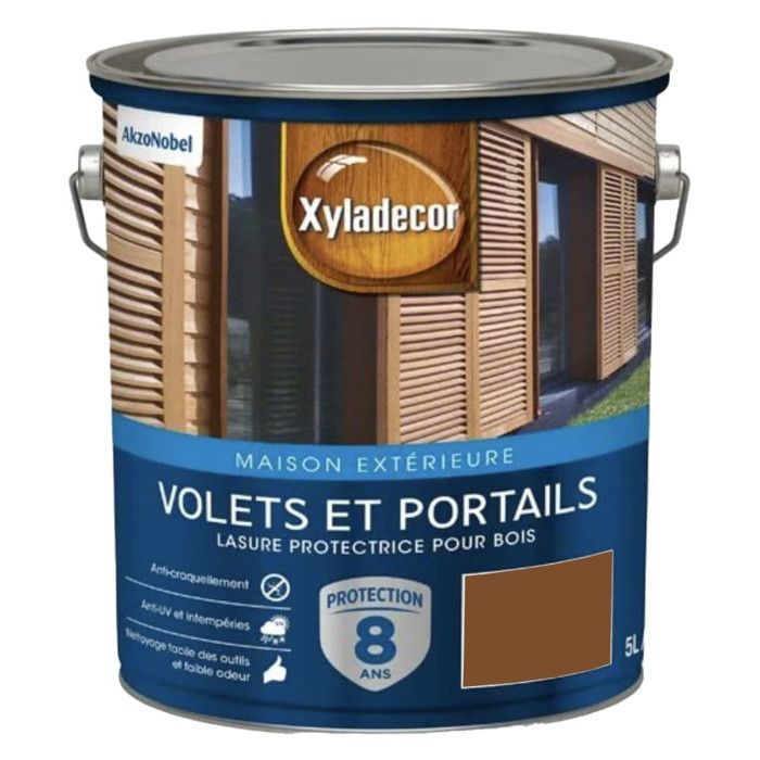Teak Stain - XYLADECOR - Teak Shutters & Gates - 5 L - Satin Finish - 8 Year Protection