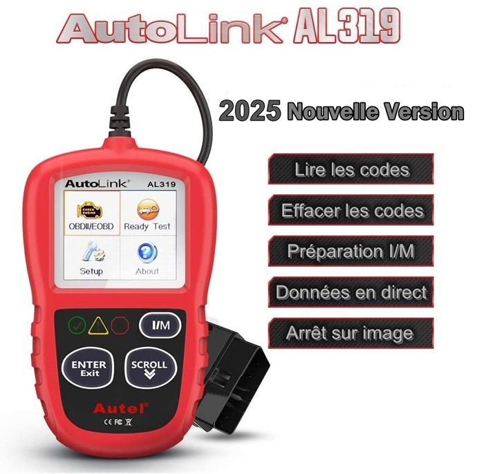 AUTEL AL319 OBD2 Car Diagnostic Tool - One-Click Code Reader - Multi-brand - French Menu