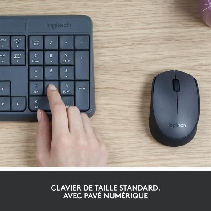 Combo de teclado y ratón inalámbrico - Logitech - MK235 - AZERTY - Grafito