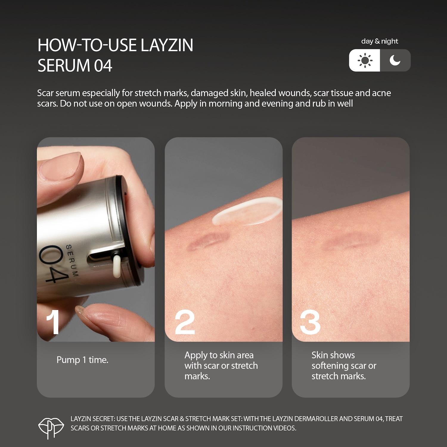 LAYZIN pretstriju krēms, maigs ķermeņa un sejas skrubis un ādu atjaunojošs serums – 1 gab.