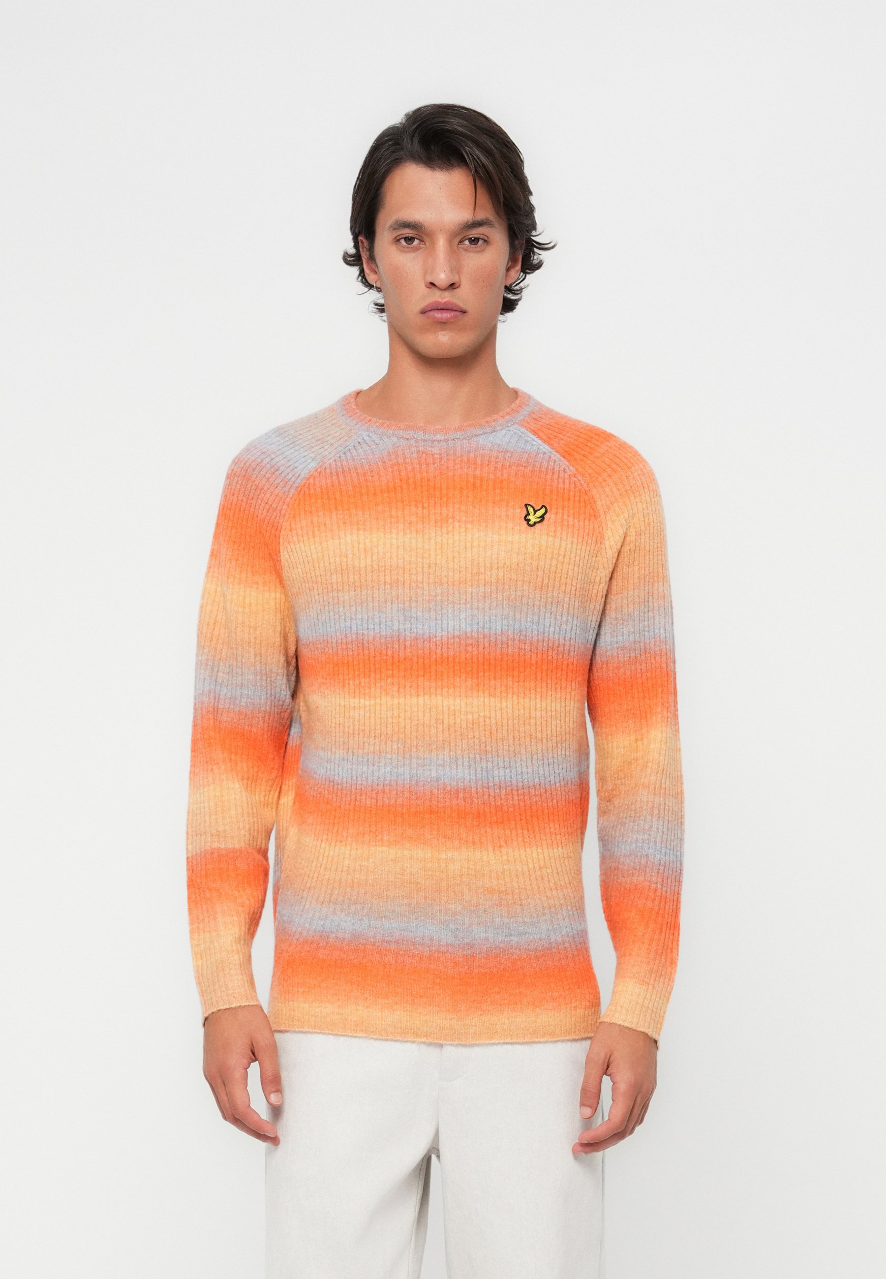 Lyle & Scott geribbelde ombre trui - Trui - ketchup/strobeblauw