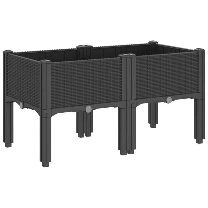 vidaXL Jardinière avec Pieds, Lit Surélevé, Bac à Fleurs, Pot de Plantes Jardin Patio Terrasse Arrière-cour Extérieur, Noir 367893