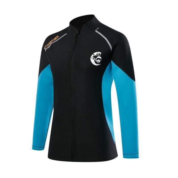 Chaqueta de neopreno de 2 mm para mujer, ideal para surf, natación, kayak, buceo y deportes acuáticos. Cierre frontal.