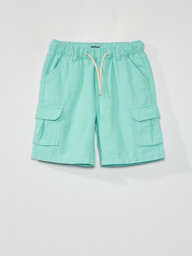 Effen bermudashorts van linnen - blauw