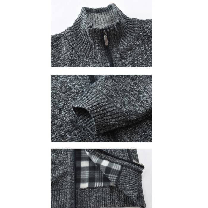 Jersey de invierno para hombre - LEOCLOTHO - Cárdigan con cuello XL - Cuello alto - Corte ajustado - Cierre de cremallera