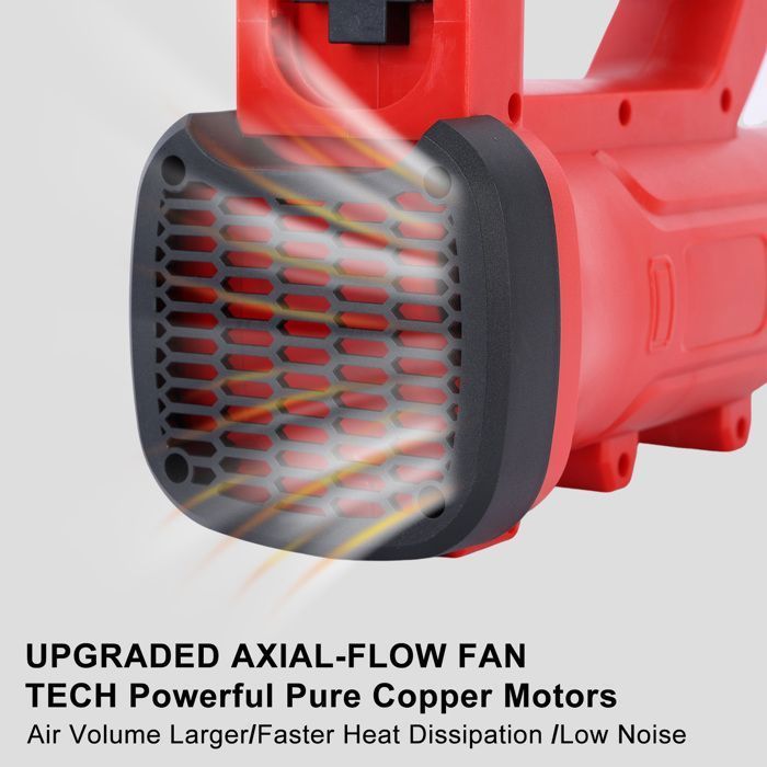 Soplador inalámbrico - Batería de iones de litio de 21 V y 4,0 Ah - Velocidad de soplado: 241 km/h (150 mph) - Caudal de aire: 320 CFM - 6 velocidades ajustables - 0-20000 RPM