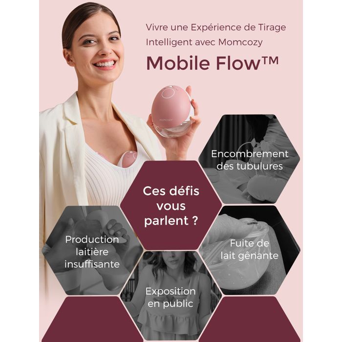 Bomba tira-leite Momcozy Mobile Flow Mãos-Livres | M9, Multimodo Personalizável e 15 Níveis, 24mm