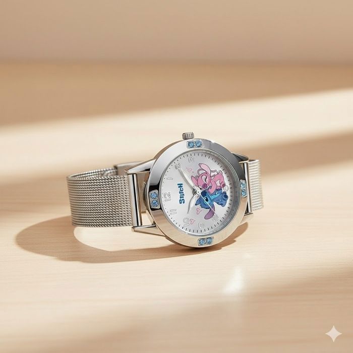 Reloj Disney Stitch para niñas – Brazalete de acero inoxidable – Diseño 