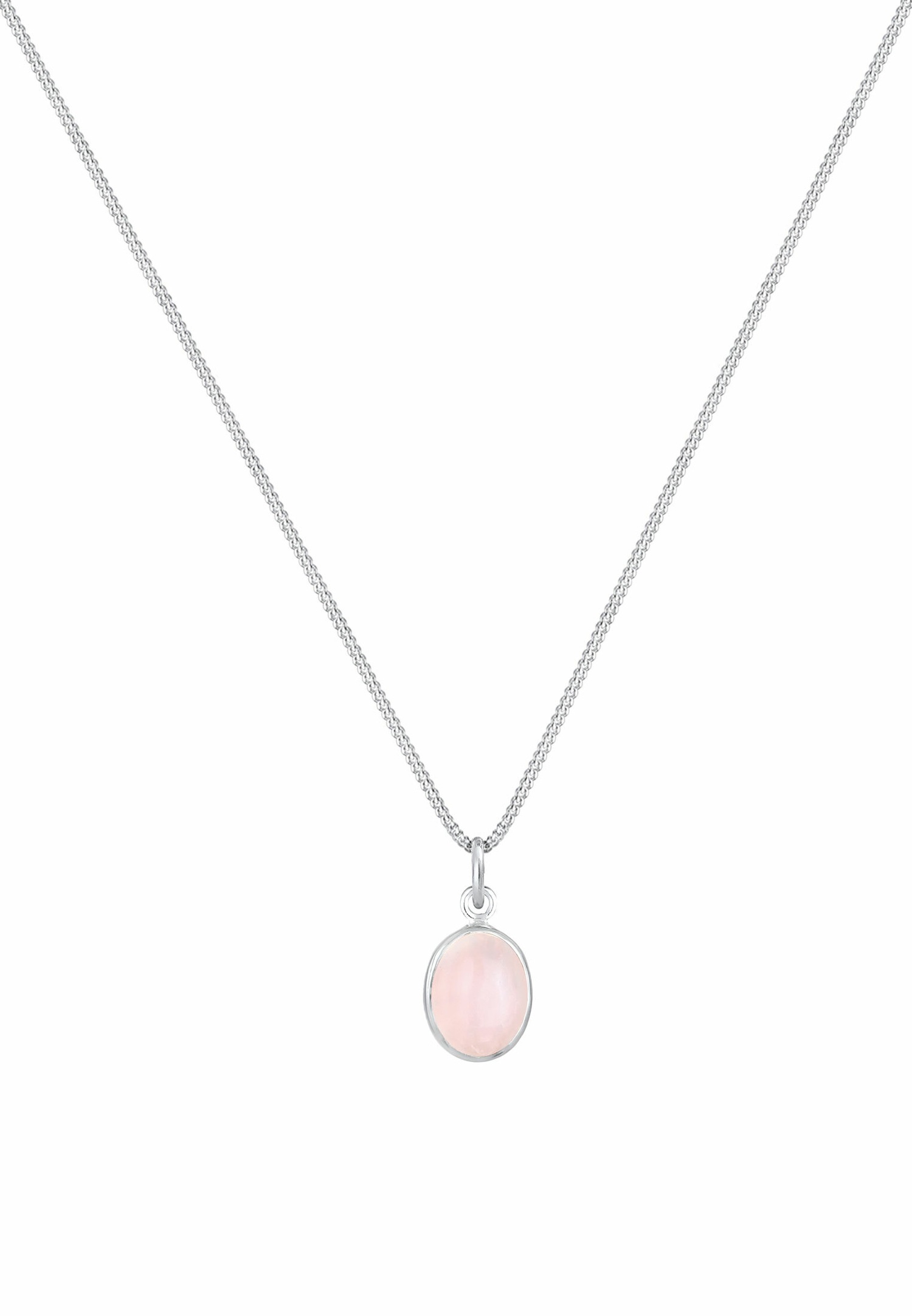 Elli Femmes Pendentif Solitaire Basique Élégant avec Quartz Rose en Argent Sterling 925