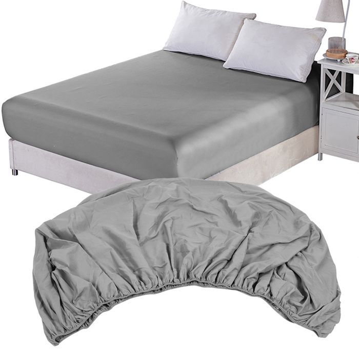 Zachte grijze elastische matrashoes, beddengoedbeschermer 90x190x25cm - Hotel en Thuis