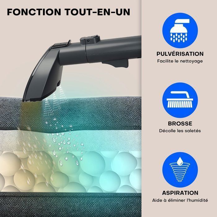 Pulitore per divani - KOTICIDSIN - 550W 18KPa - Serbatoio da 2200+900 ml - Spazzole incluse -