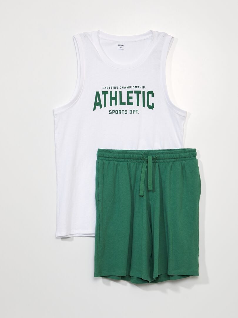 Pijama curto - estampa esportiva - 2 peças - BRANCO