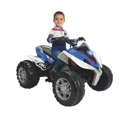 Rageboys 12V 118cm Accu-aangedreven Quad Bike - Blauw/Wit - INJUSA - Unisex - Outdoor - Elektrisch
