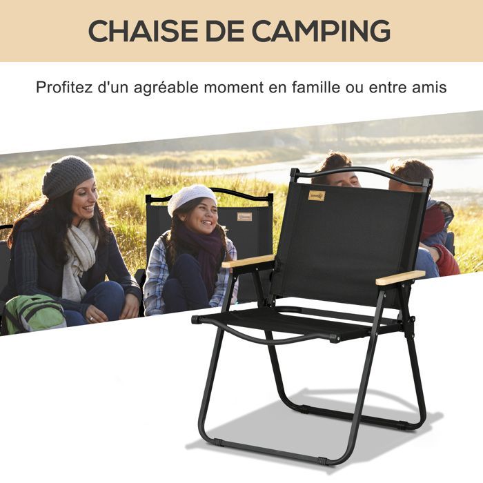 Outsunny - Camping Chair - Oxford Fabric - 54x59x78cm - Black