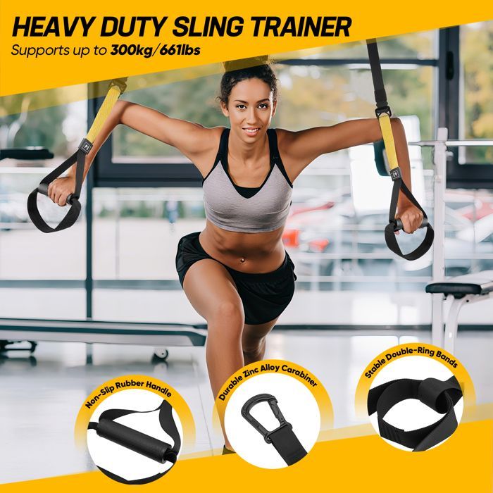 Faixa de resistência Sling Trainer com alça grande - Fixação para porta - Bolsa de transporte