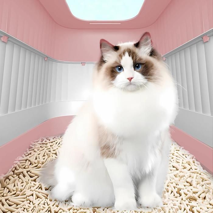 JEOBEST vrijstaande kattenbak met deksel XXL, kattentoilet, lade en schepje, geurcontrole, 48*35*36cm