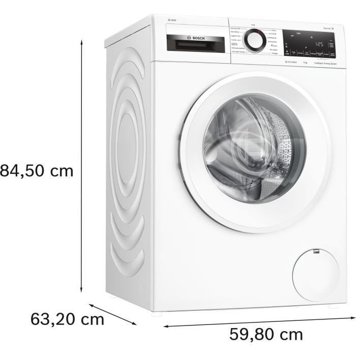 Lavadora de carga frontal Bosch WGG244F1FR SER6 - 9 kg - i-DOS - Inducción - 60 cm de ancho - 1400 rpm - Clase energética A - Vapor - Blanca