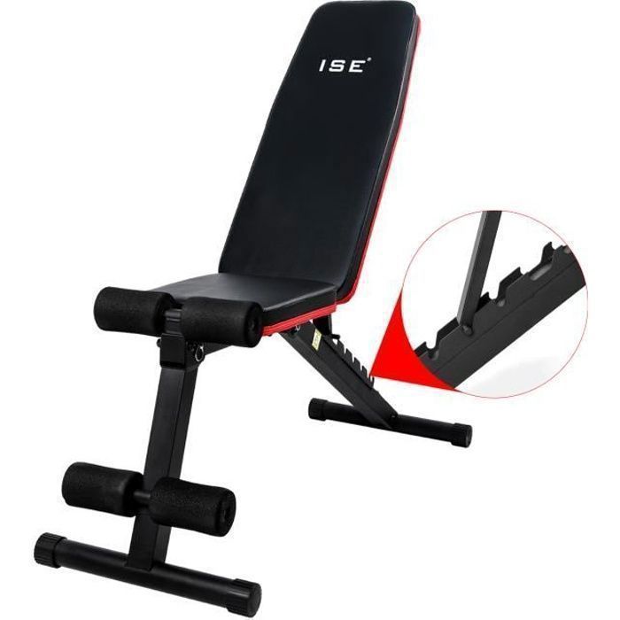 ISE Multifunctional Folding Incline Weight Bench, Fitness Sit-up Bench, 7-Position Adjustable Backrest, for Home Office, Max 100KG