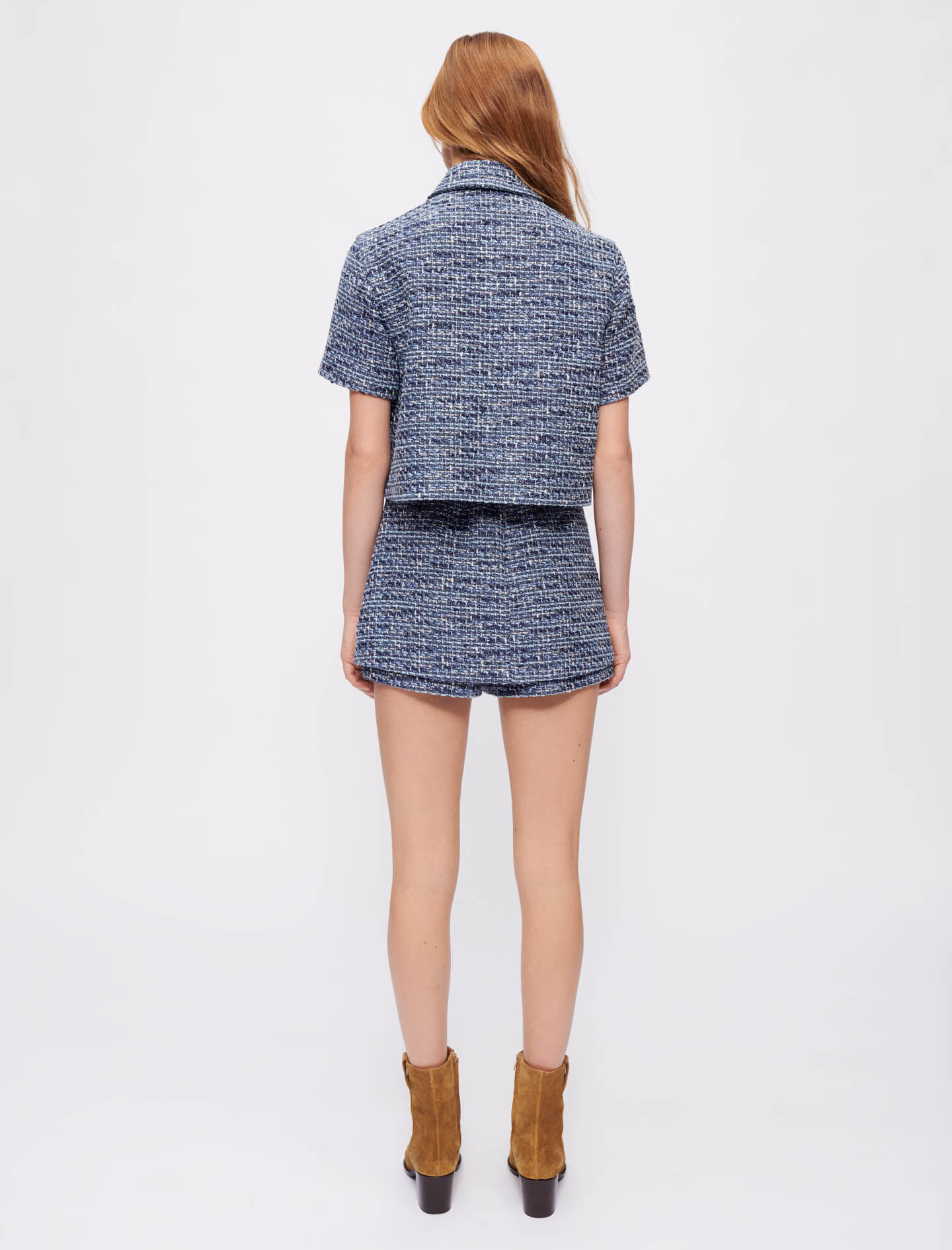 Gespikkeld tweed overhemd - Blauw
