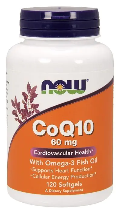 Now Foods CoQ10 With Omega-3 60 mg, Suplement diety z koenzymem Q10 i kwasami omega-3, Kapsułki
