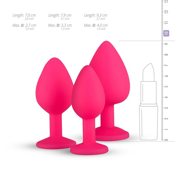 Ensemble de plug anal en silicone EasyToys avec diamant rose<br>