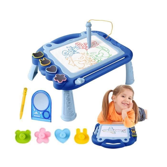 Pizarra mágica grande con patas - Pizarra magnética borrable - Juguete educativo (Azul)