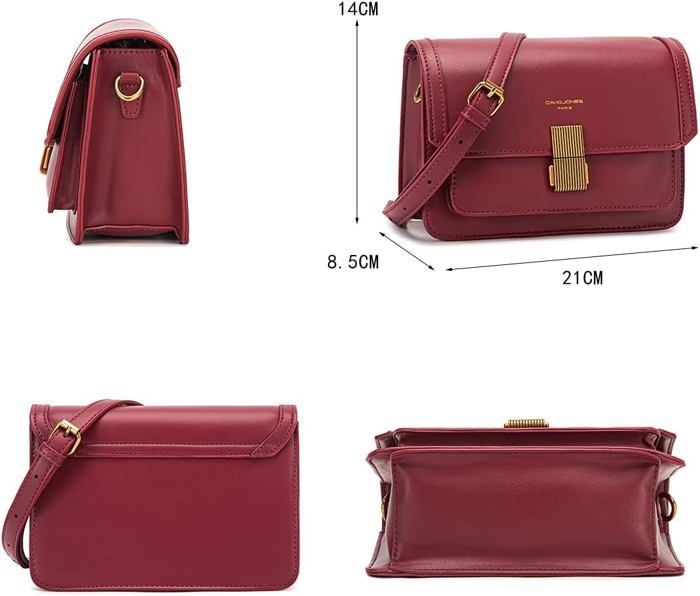 Schoudertas - David Jones - Kleine damesschoudertas van stevig PU-leer - Klep met mooie sluiting - Rood