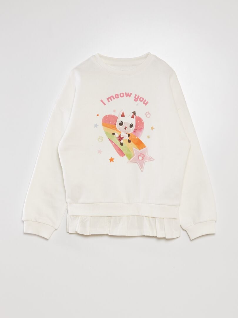 Bedrukte sweater met 2-in-1 effect - WIT