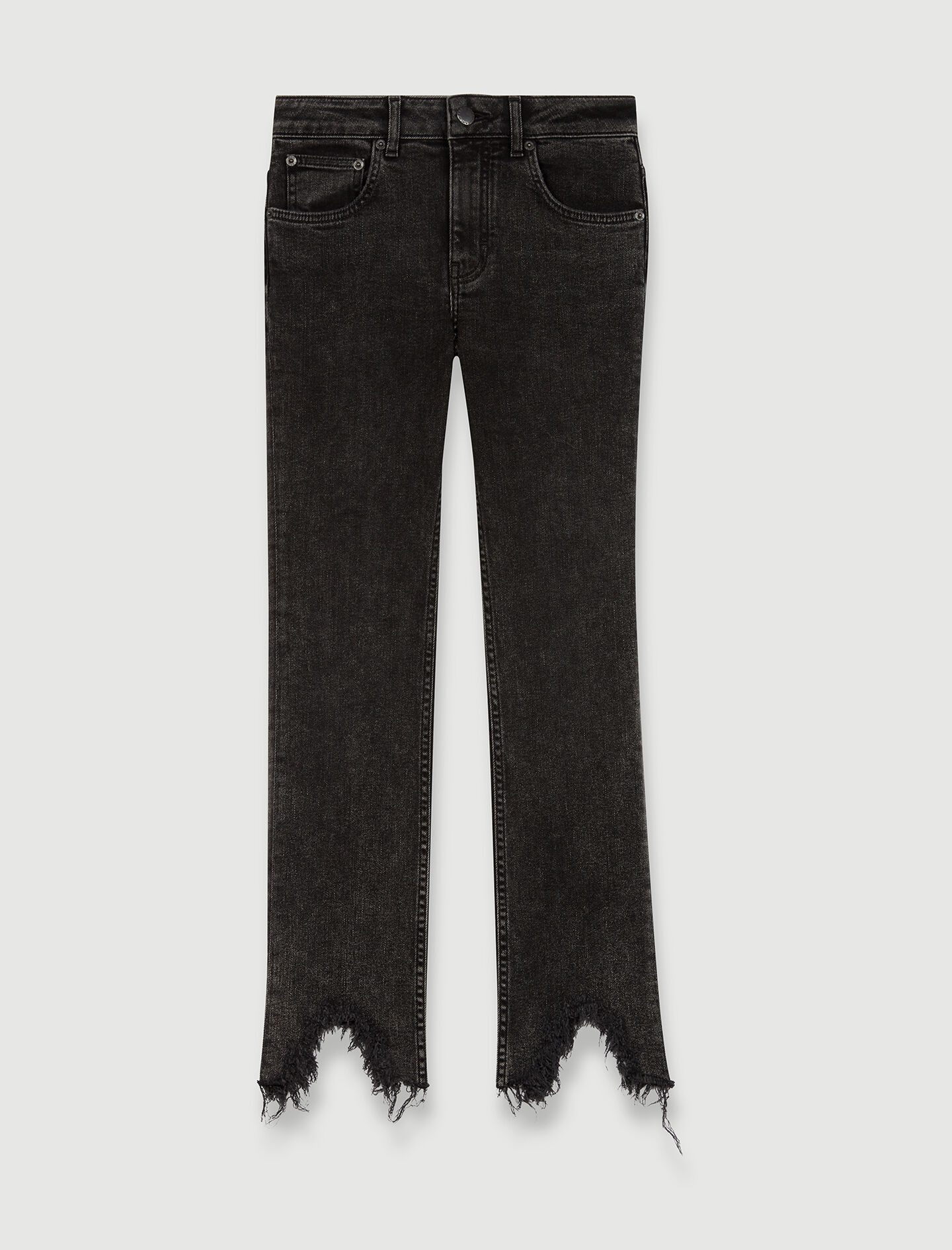 Rechte jeans met gerafelde pijpen - Antraciet
