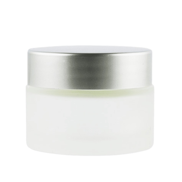 30 ml potje van mat glas met matzilveren deksel