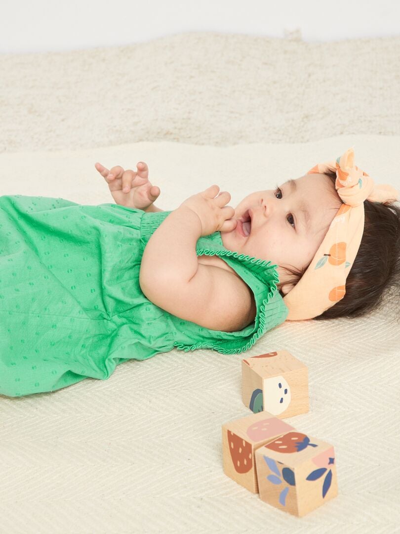 Vestido de voile de algodão + calcinha - 2 peças - VERDE