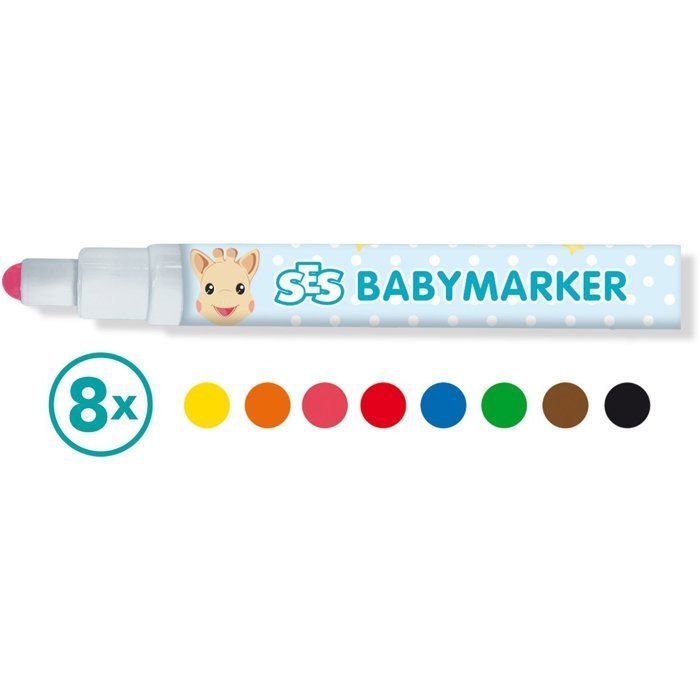 SES Creative - Mi primer bebé - Sophie la Jirafa - Rotuladores para bebés - Pintura para bebés - Primer crayón - Pintura al agua para bebés