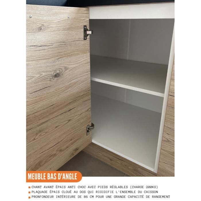 Bellissi Low Corner Cabinet in Whitewashed Walnut with 1 Door, W 105 cm - Cuisineandcie